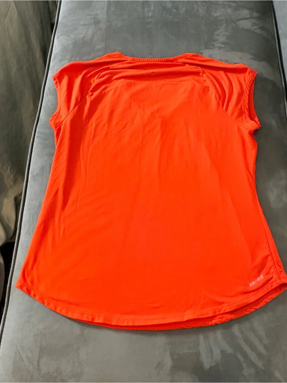 Nike Women's Bright Orange V-Neck Dri-FIT Short Sleeve Top